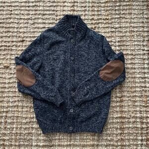 Massimo Dutti Men’s Heathered Blue Wool Cashmere Cardigan Made in Italy M